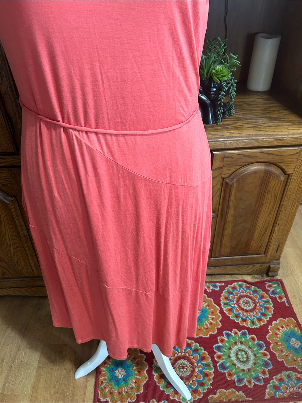 Simply Vera Vera Wang Coral Sleeveless V-Neck Midi  Dress - Picture 3 of 16